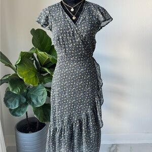 Abercrombie & Fitch Navy Floral Midi Dress
